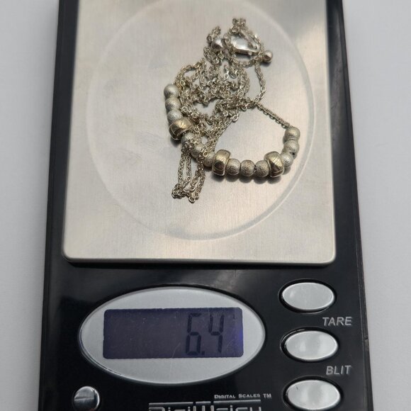 24 Inch Sterling Silver Two Tone Beaded Adjustable Chain Necklace A3960 - Picture 7 of 7